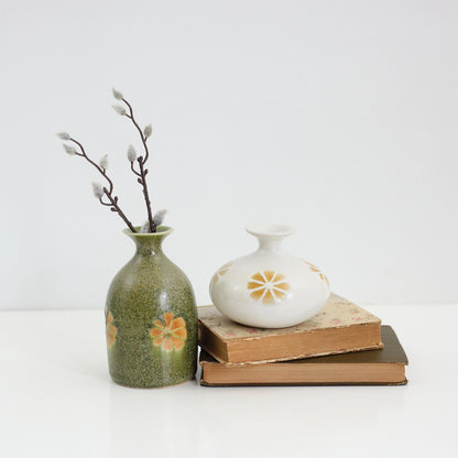 SOLD - Mid Century Mustard & Cream Stoneware Vase by OMC Japan