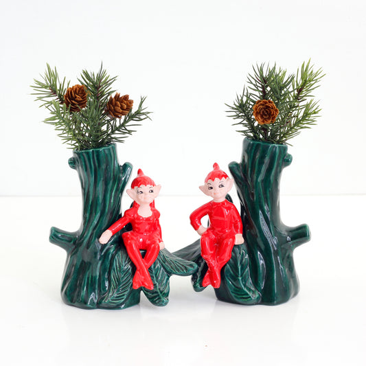 SOLD - Vintage Treasure Craft Christmas Pixie Vases