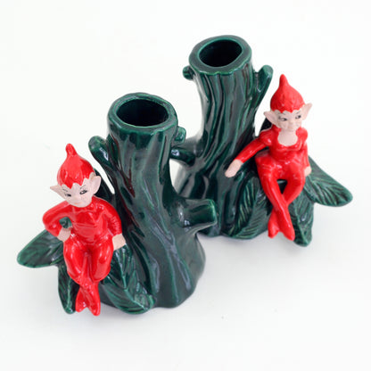 SOLD - Vintage Treasure Craft Christmas Pixie Vases