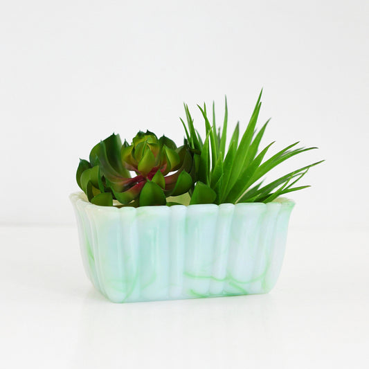 SOLD - Vintage 1940s Mint Green Akro Agate Planter