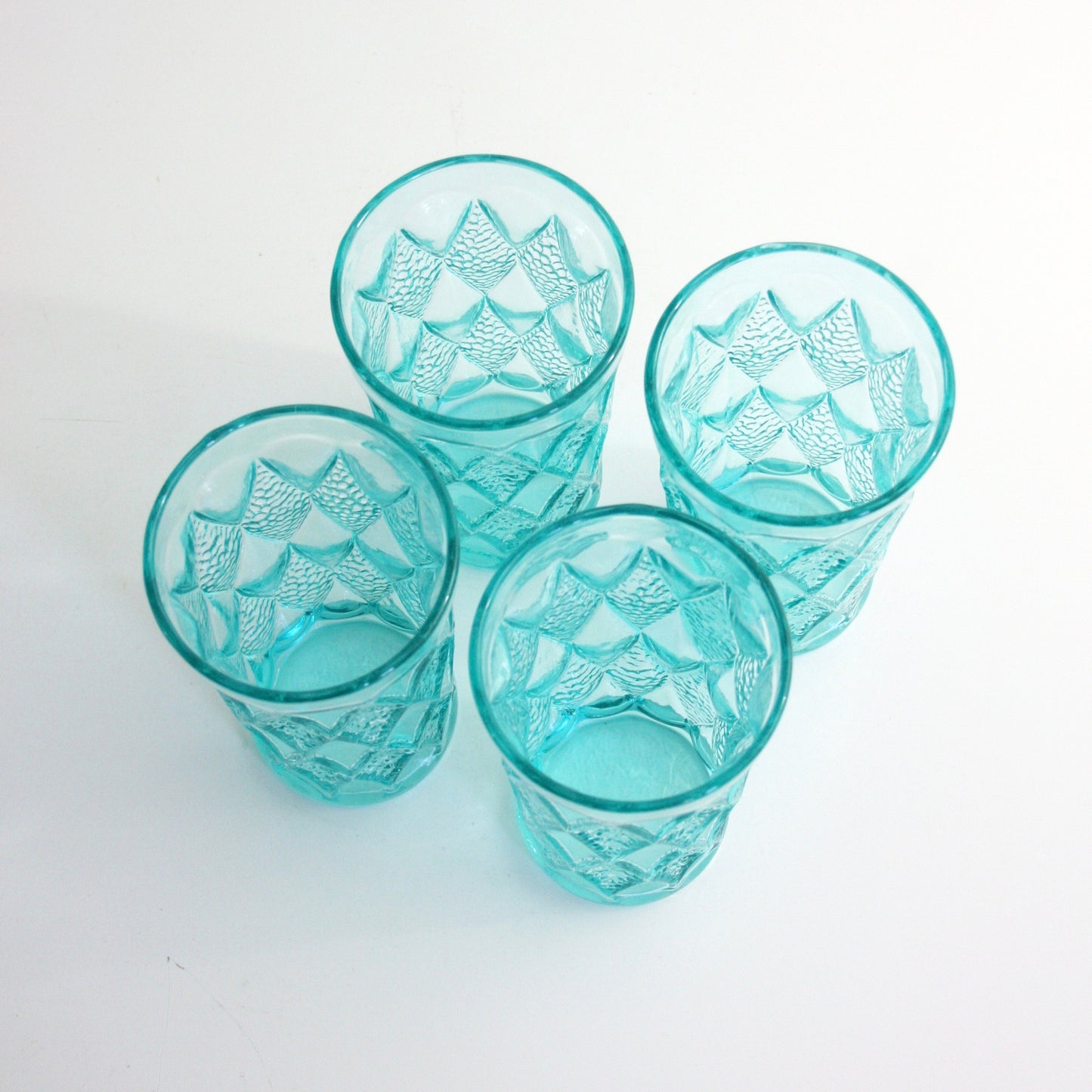 SOLD - Mid Century Modern Aquamarine Gemstone Kimberly Glasses by Anchor Hocking