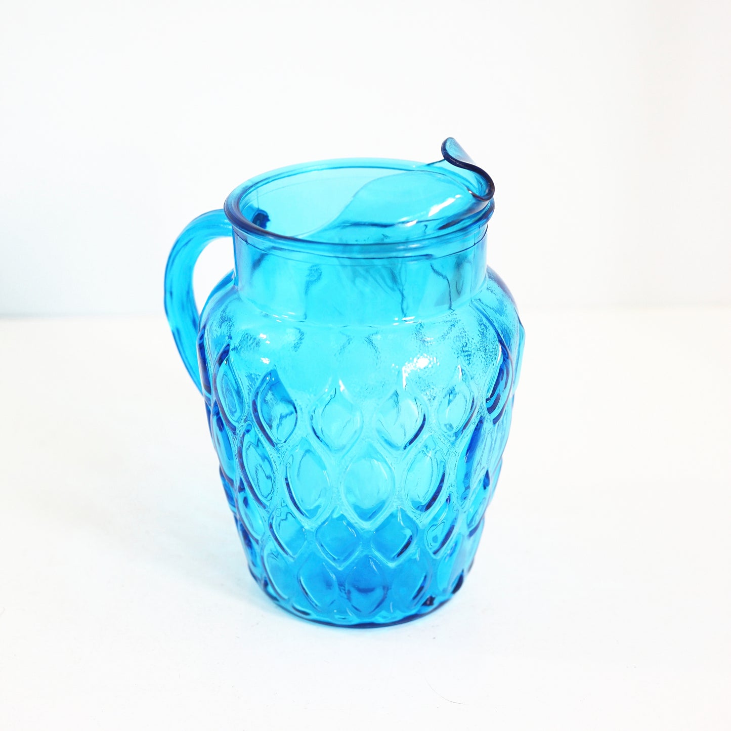 SOLD - Mid Century Turquoise Blue Madrid Pitcher by Anchor Hocking