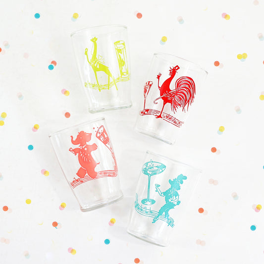 SOLD - Vintage Kitschy Animal Cocktail Glasses