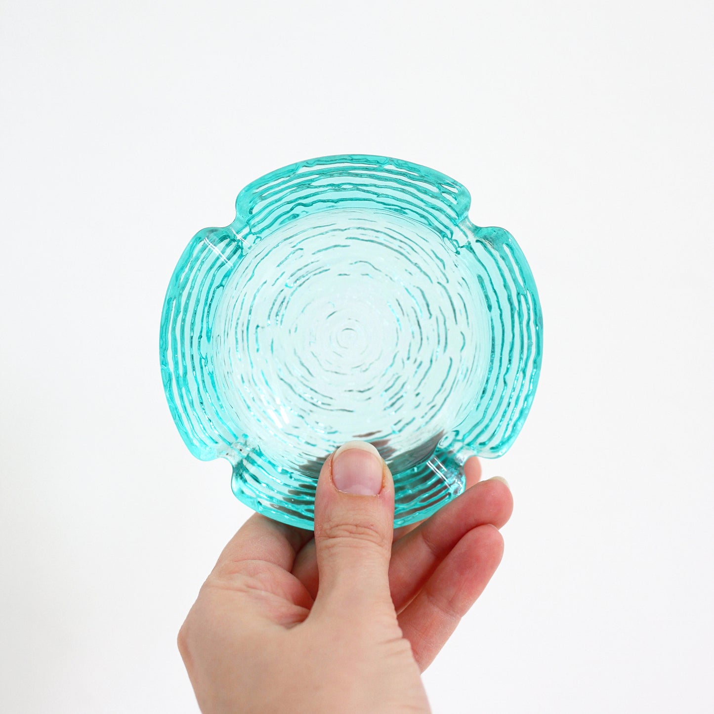 SOLD - Small Mid Century Anchor Hocking Aquamarine Soreno Ashtray