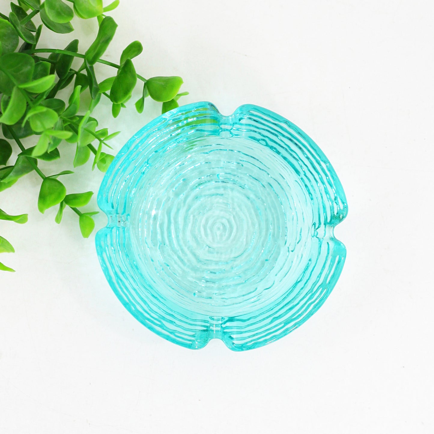 SOLD - Small Mid Century Anchor Hocking Aquamarine Soreno Ashtray