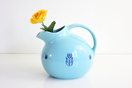 SOLD - Mid Century Aqua Blue Cronin Ceramic Ball Pitcher