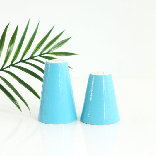 SOLD - Mid Century Aqua Blue Swiss Alpine Salt and Pepper Shakers