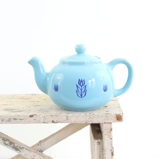SOLD - Mid Century Aqua Cronin Tulip Teapot