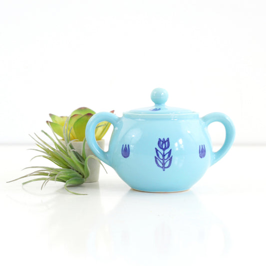 SOLD - Mid Century Aqua Cronin Sugar Bowl