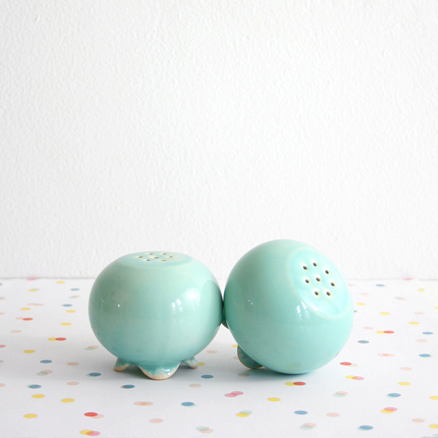 SOLD - Mid Century Modern Aqua / Mint Green Salt and Pepper Shakers