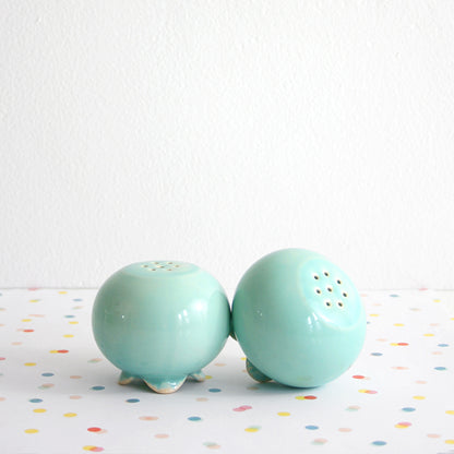 SOLD - Mid Century Modern Aqua / Mint Green Salt and Pepper Shakers