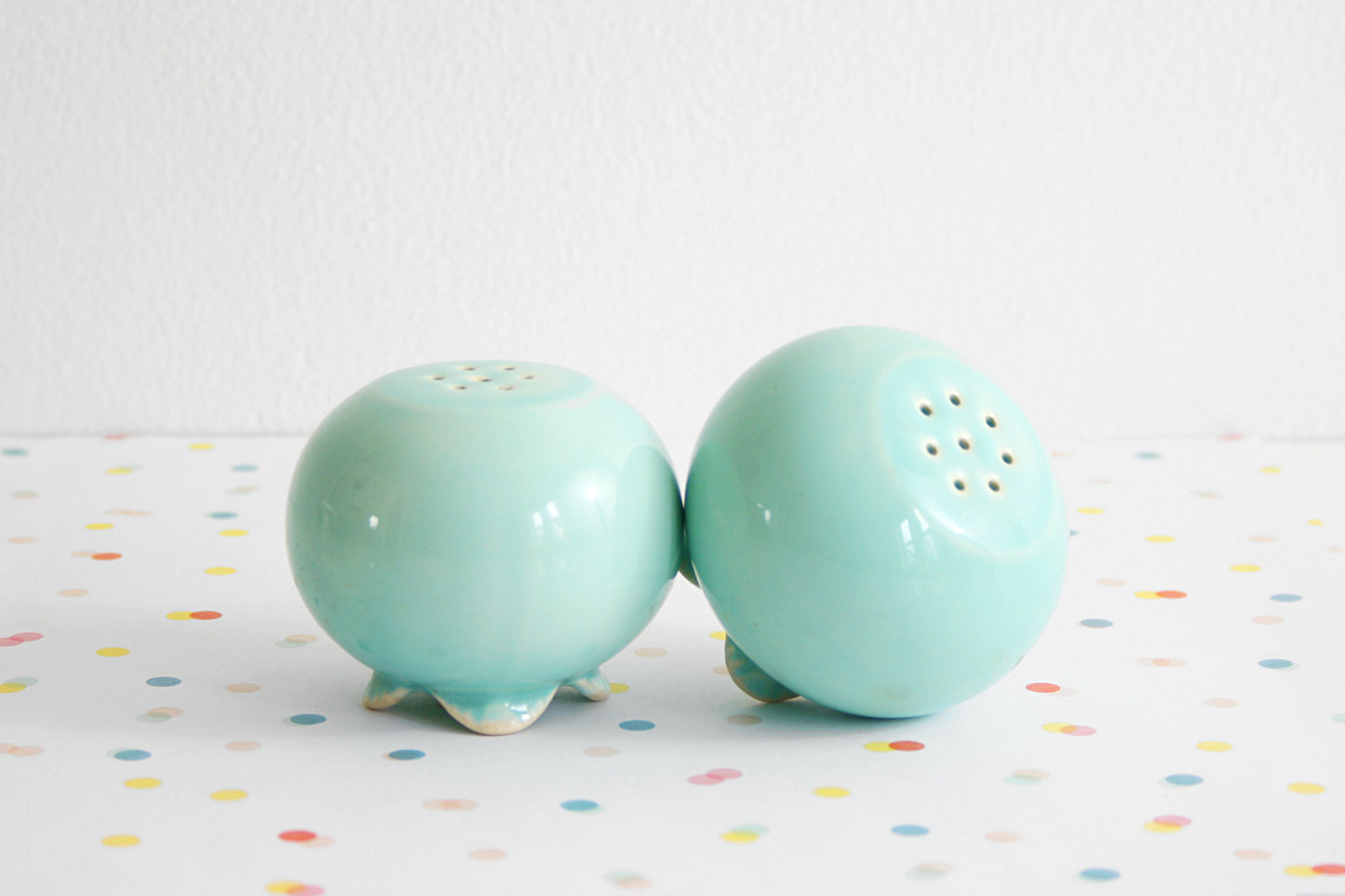 SOLD - Mid Century Modern Aqua / Mint Green Salt and Pepper Shakers