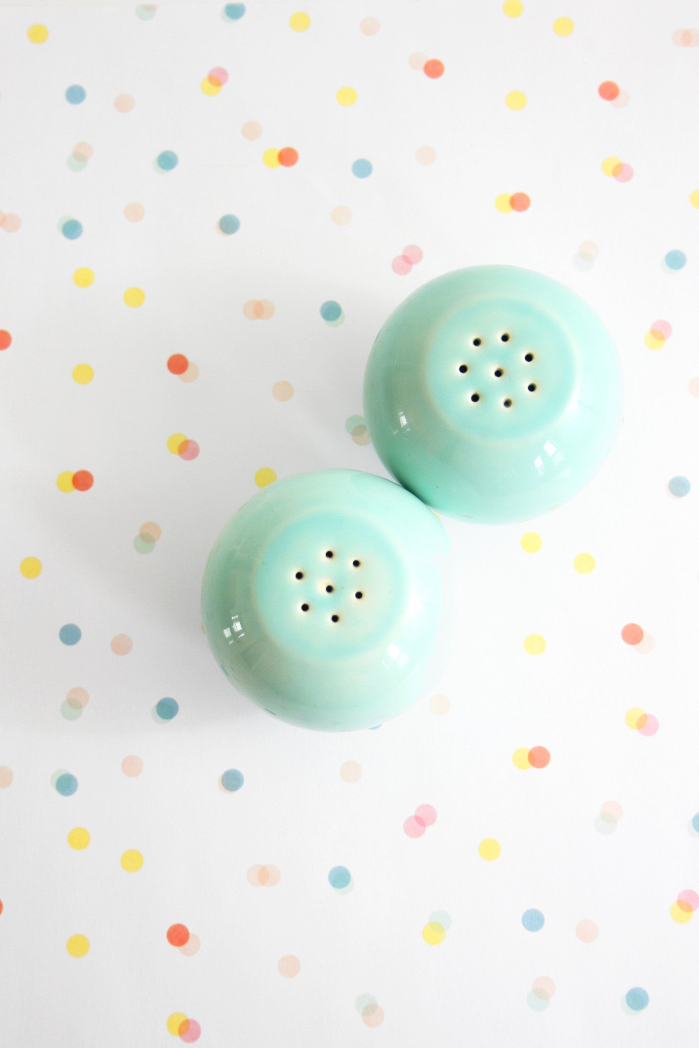 SOLD - Mid Century Modern Aqua / Mint Green Salt and Pepper Shakers