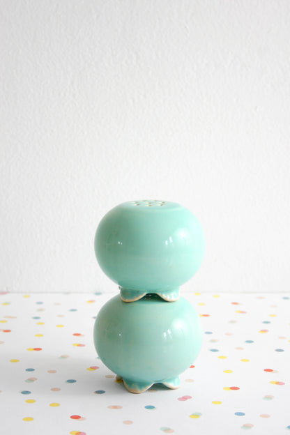 SOLD - Mid Century Modern Aqua / Mint Green Salt and Pepper Shakers
