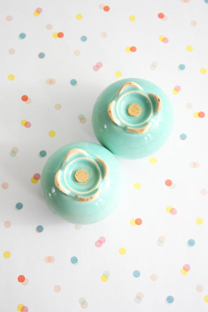 SOLD - Mid Century Modern Aqua / Mint Green Salt and Pepper Shakers