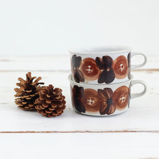 SOLD - Vintage Arabia Finland Anemone Soup Mugs