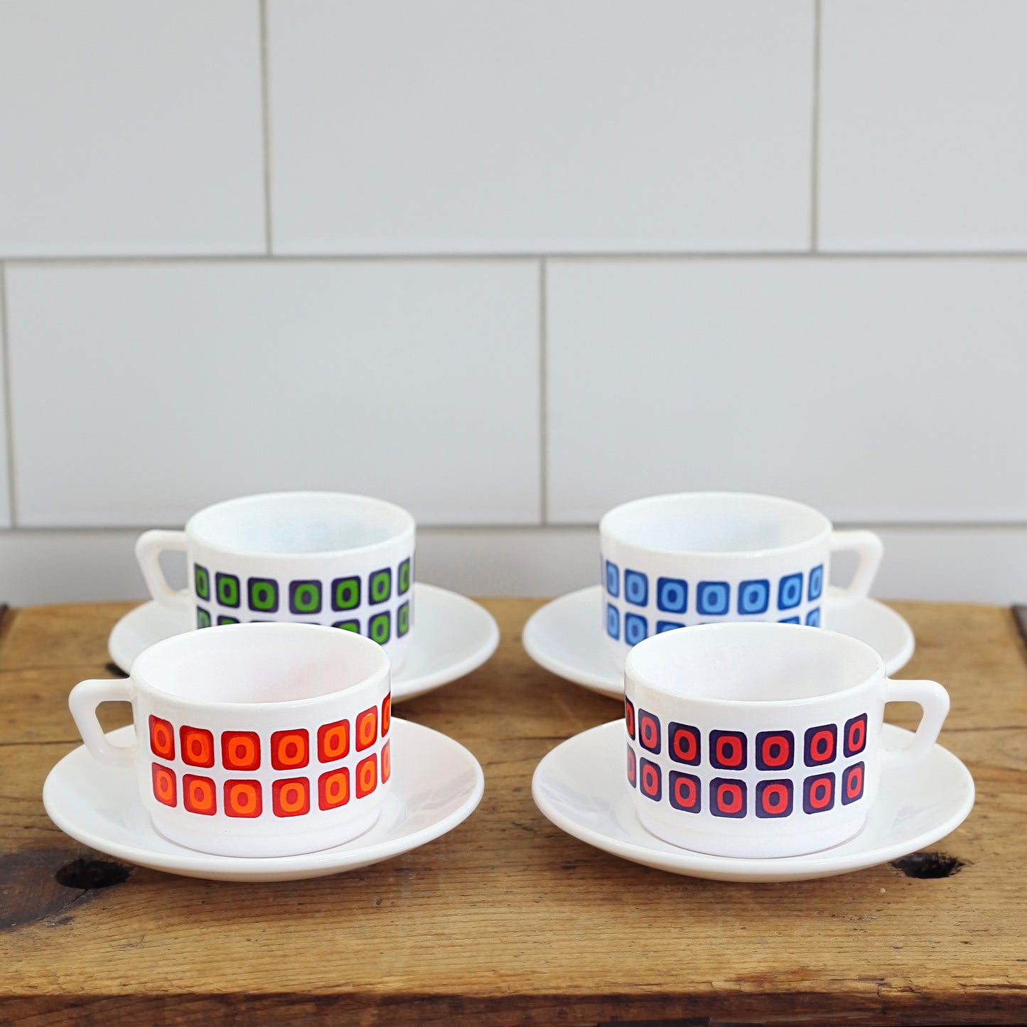 SOLD - Mid Century Arcopal France Espresso Cups & Saucers