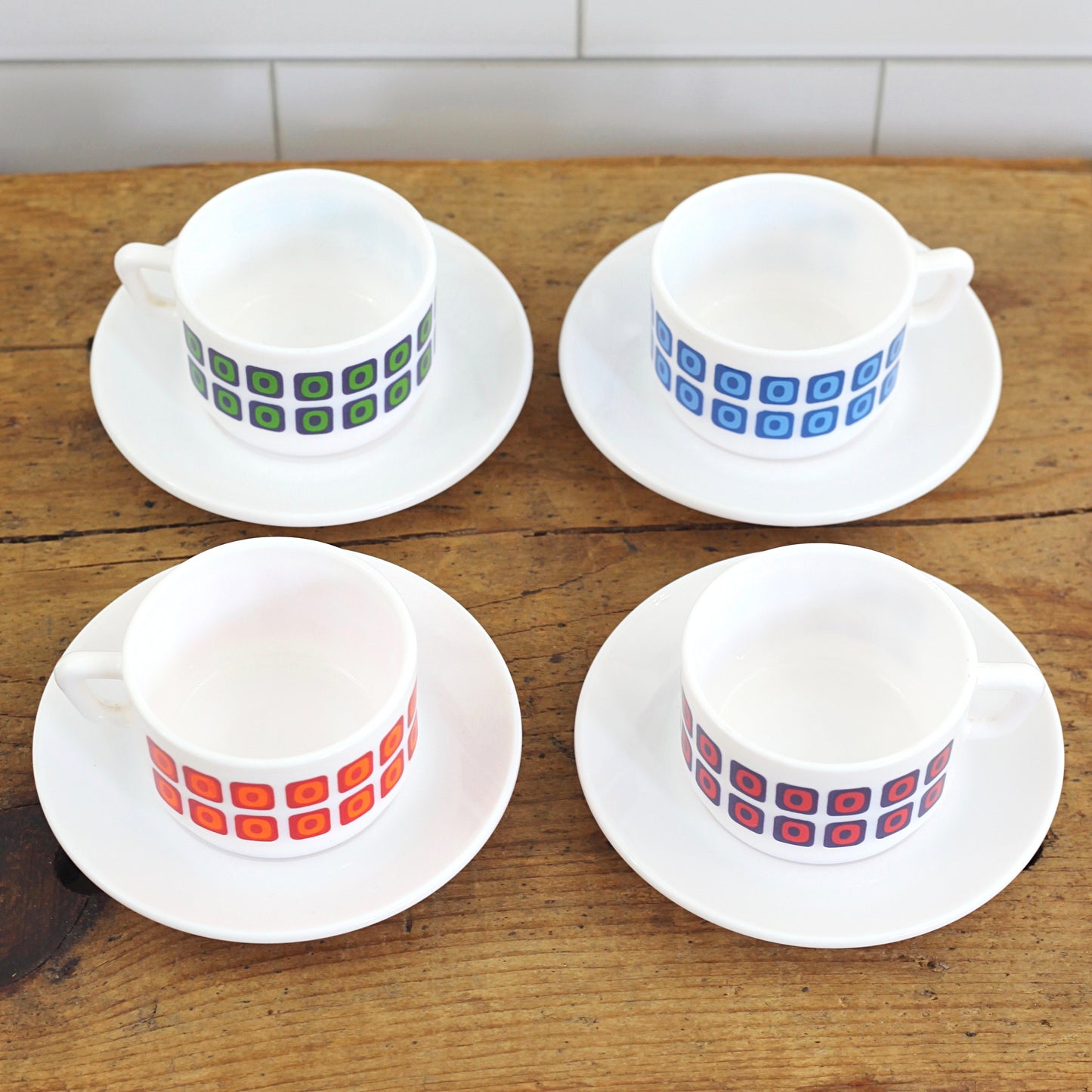 SOLD - Mid Century Arcopal France Espresso Cups & Saucers