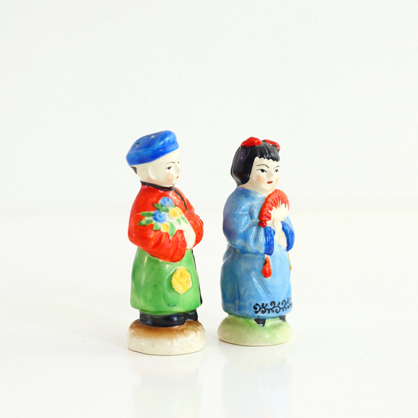 SOLD - Vintage Asian Man and Woman Salt and Pepper Shakers from Japan