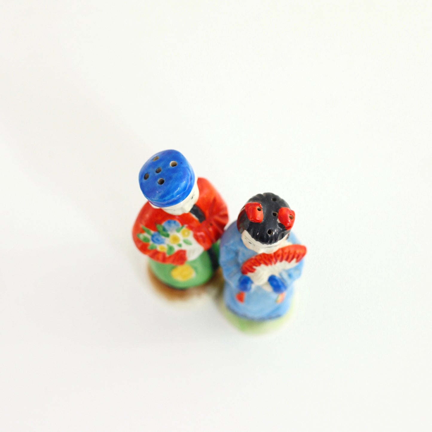 SOLD - Vintage Asian Man and Woman Salt and Pepper Shakers from Japan