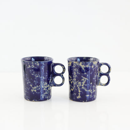 SOLD - Bennington Potters Blue Agate Trigger Handle Mugs