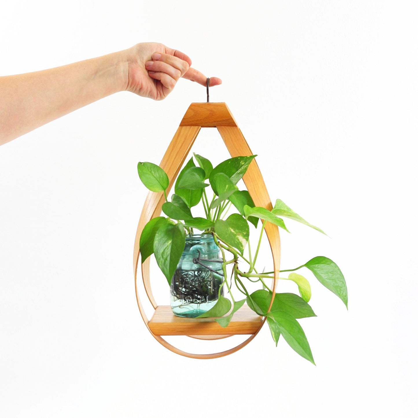 SOLD - Vintage Bentwood Teardrop Hanging Plant Holder