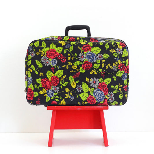 SOLD - Vintage Roses Floral Fabric Suitcase