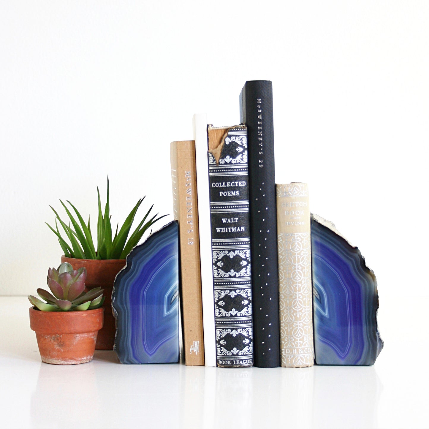 SOLD - Vintage Pair of Blue Agate Geode Bookends