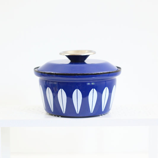 SOLD - Vintage Cathrineholm Cobalt Blue Enamel Lotus Pot