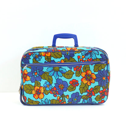 SOLD - Vintage Mod Blue Floral Suitcase