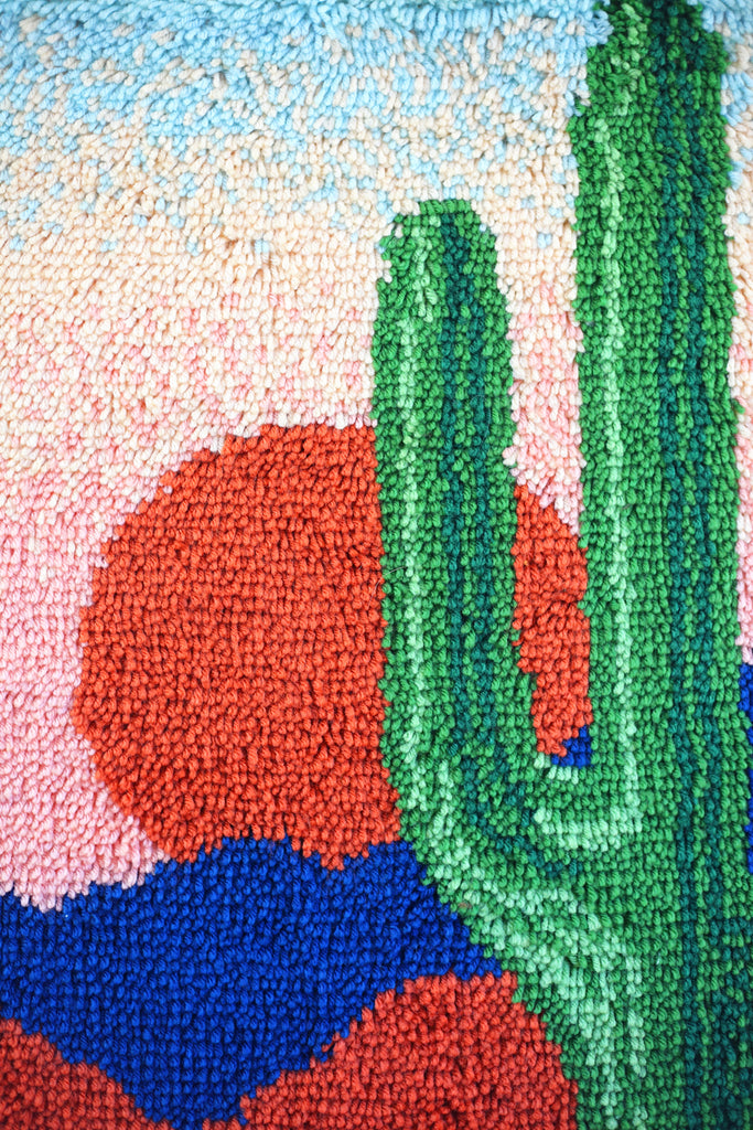 SOLD Vintage Cactus Latch Hook Wall Hanging Wise Apple Vintage