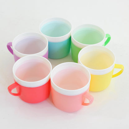 SOLD - Set of 6 Mid Century Bolero Therm-O-Ware Colorful Plastic Mugs