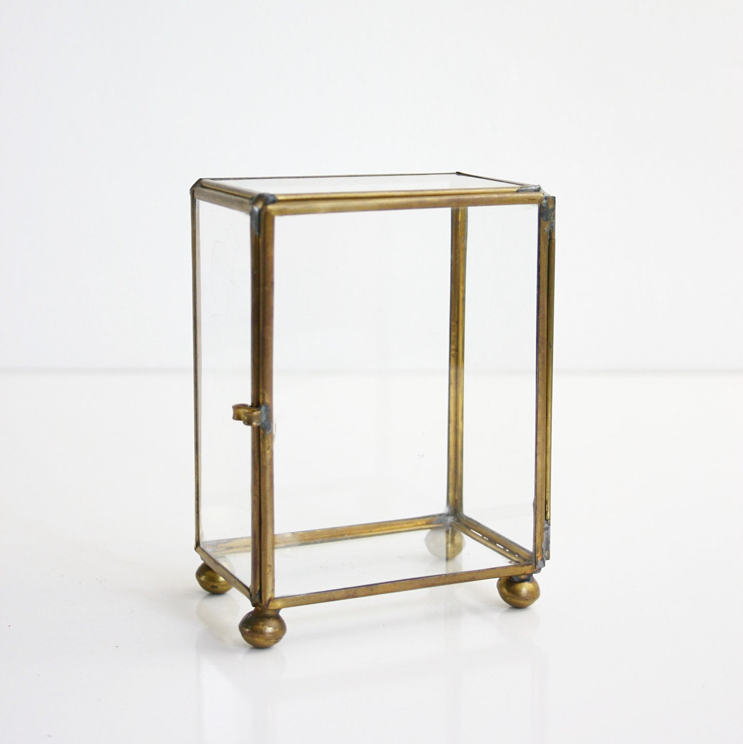 SOLD - Vintage Glass and Brass Curio Box / Mid Century Display or Terrarium