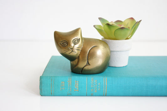 SOLD - Mid Century Brass Cat Figurine
