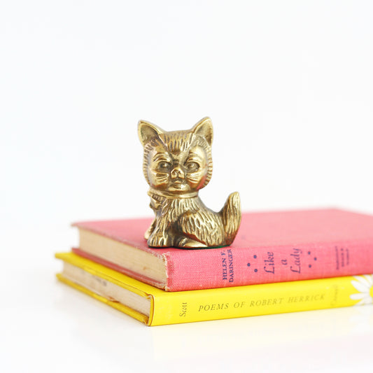 SOLD - Vintage Brass Cat Figurine