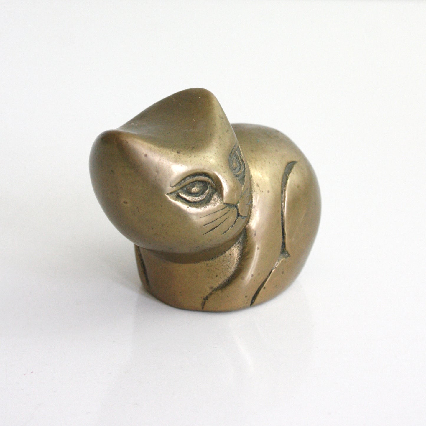 SOLD - Mid Century Brass Cat Figurine