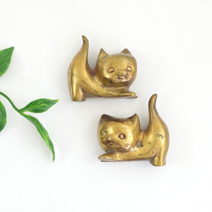SOLD - Mid Century Modern Brass Cats