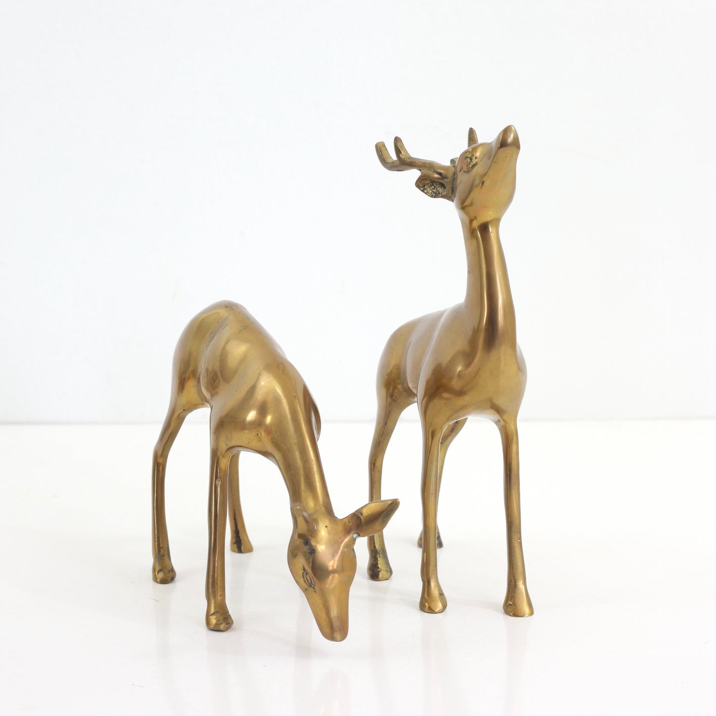 SOLD - Mid Century Modern Brass Deer Pair