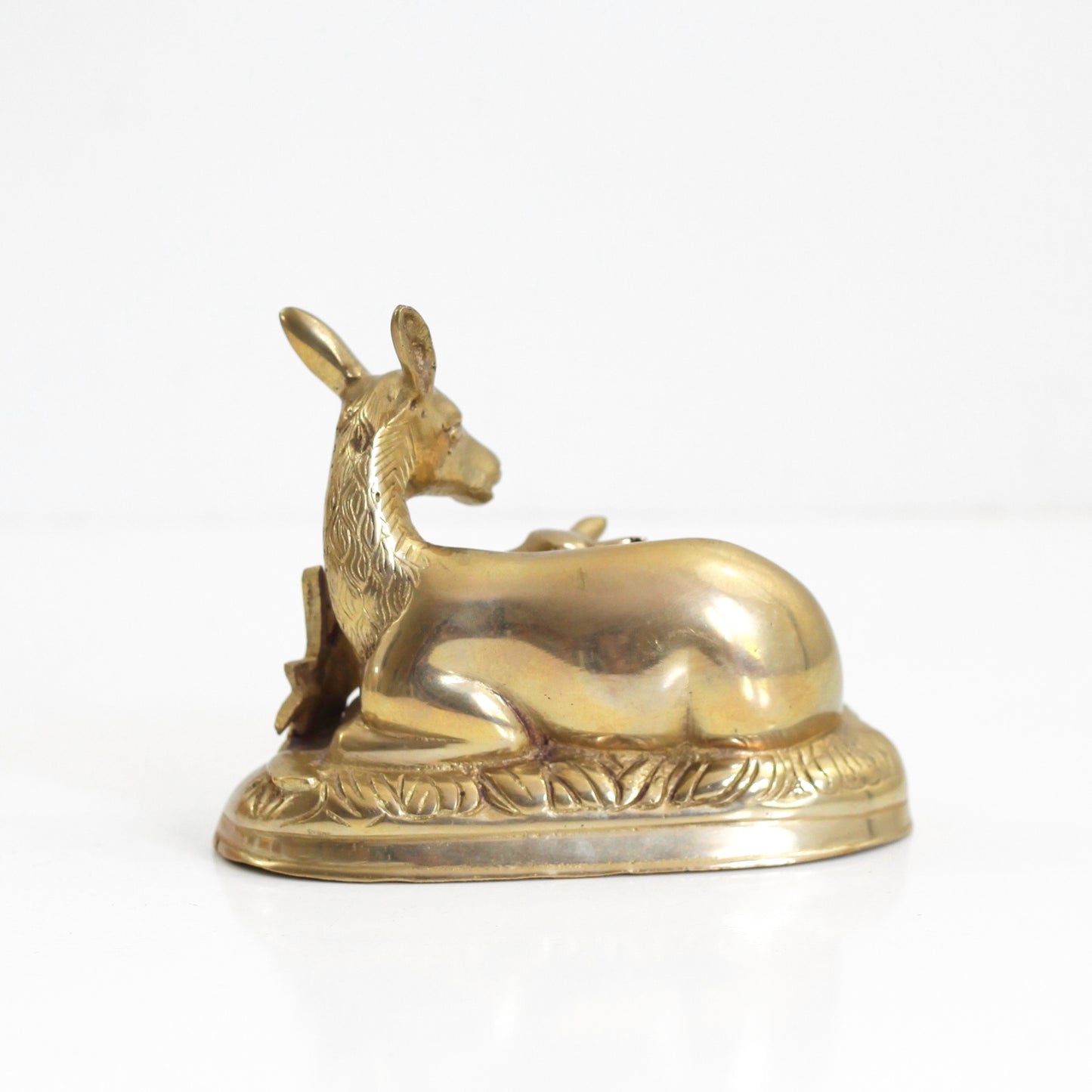 SOLD - Vintage Brass Deer Figurine - Doe and Baby Fawn
