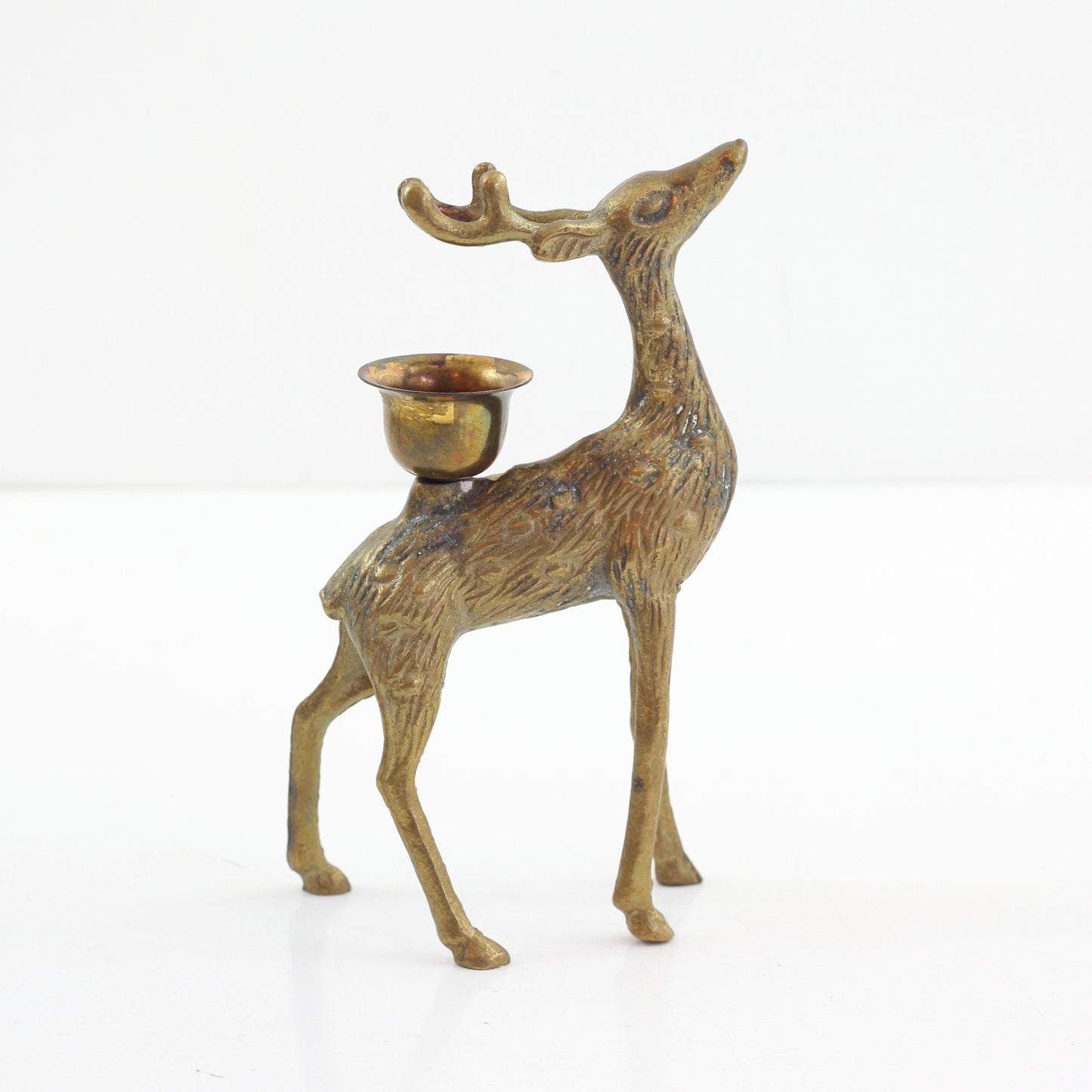 SOLD - Vintage Brass Deer Candle Holders