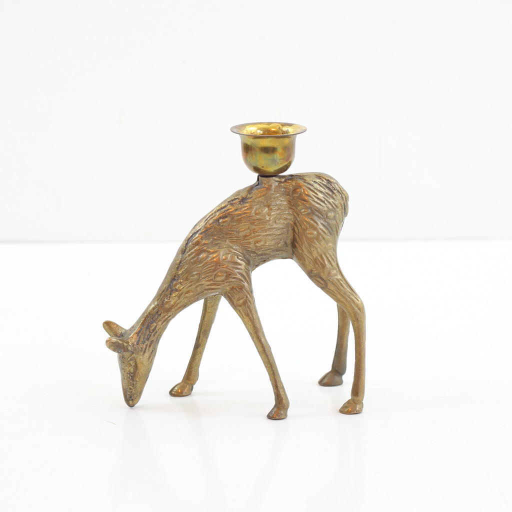 SOLD Vintage Brass Deer Candle Holders Wise Apple Vintage