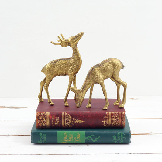 SOLD - Mid Century Modern Brass Deer Pair