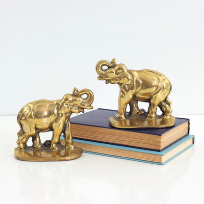 SOLD - Vintage Brass Elephant Bookends
