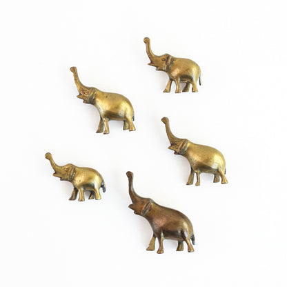 SOLD - Set of 5 Vintage Brass Elephant Figurines