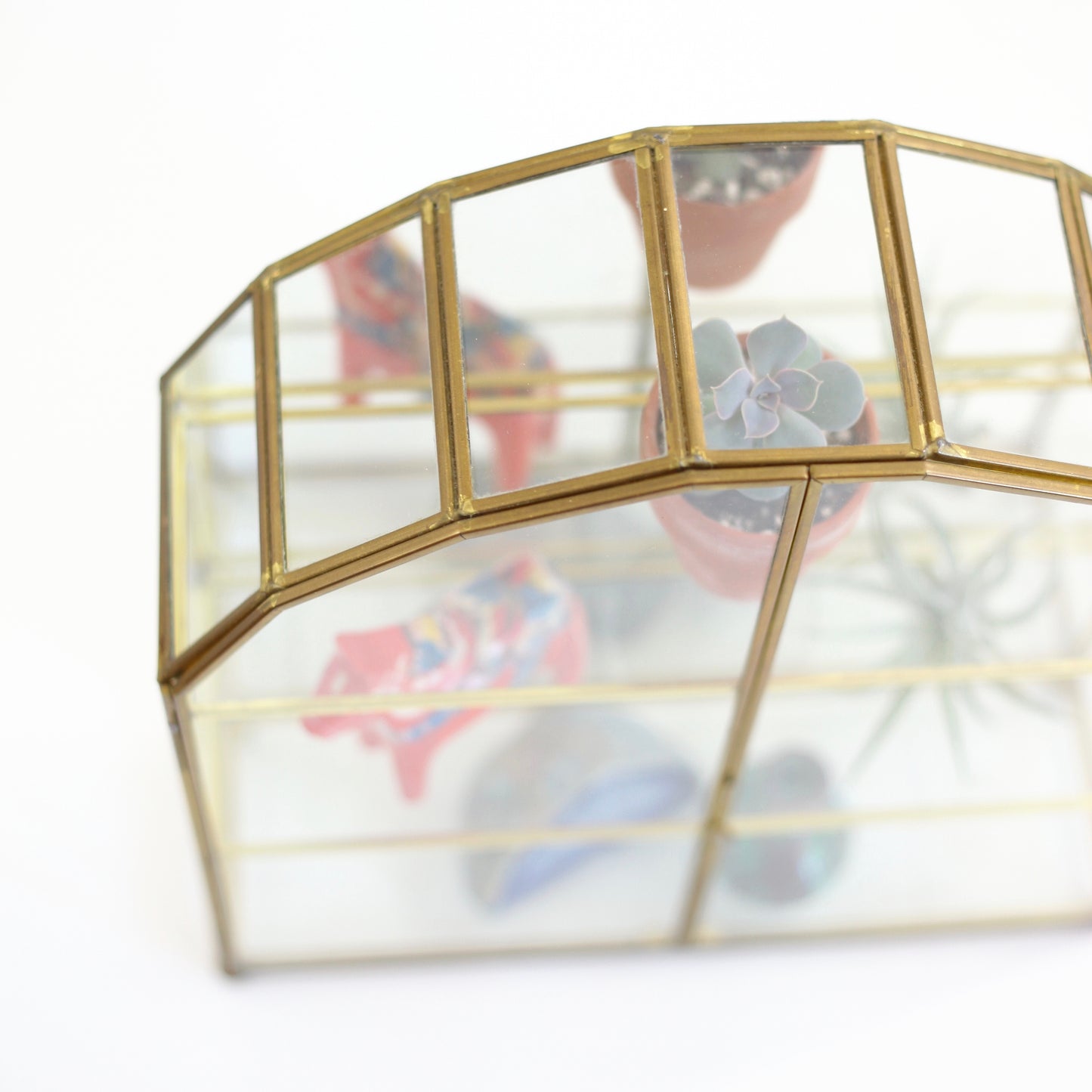 SOLD - Vintage Glass & Brass Mirrored Curio Display Box