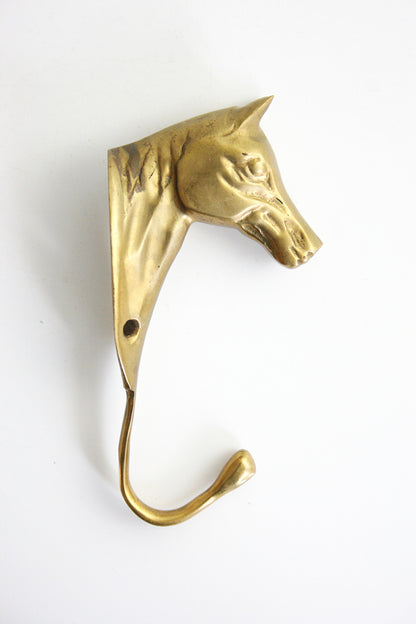 SOLD - Vintage Brass Horse Wall Hook