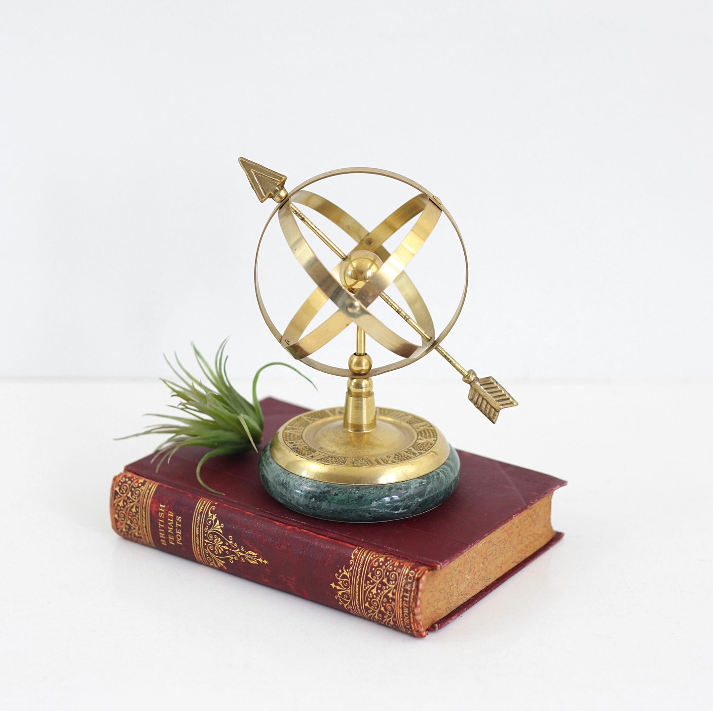 SOLD - Vintage Brass & Marble Armillary Sphere