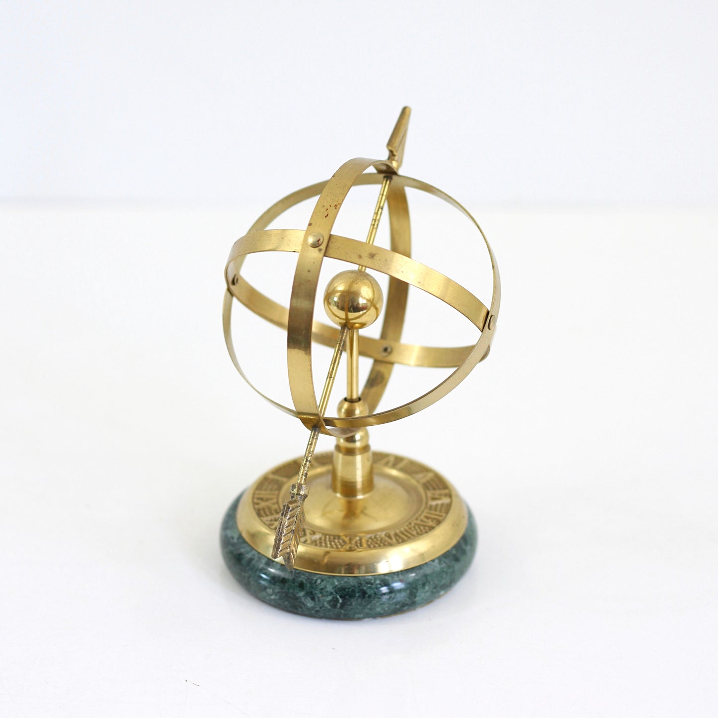 SOLD - Vintage Brass & Marble Armillary Sphere