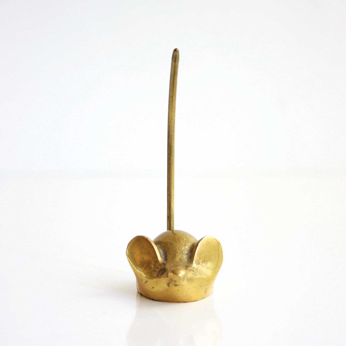 SOLD - Vintage Brass Mouse Figurine / Mid Century Brass Mouse Note Holder / Brass Mouse Ring Holder