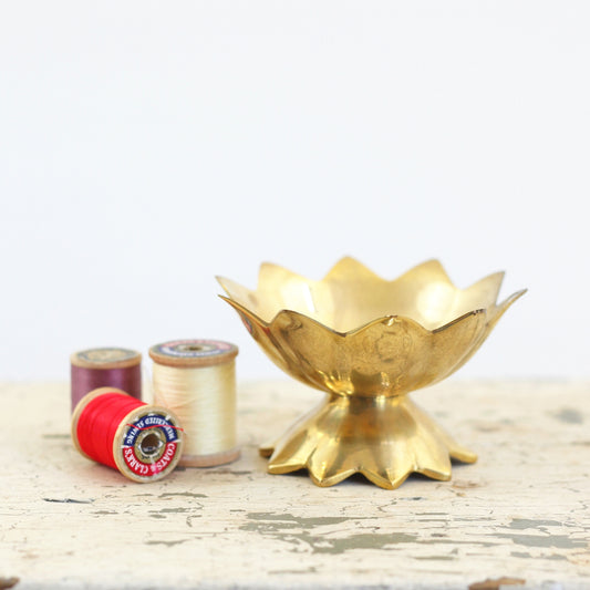 SOLD - Vintage Brass Pedestal Trinket Dish